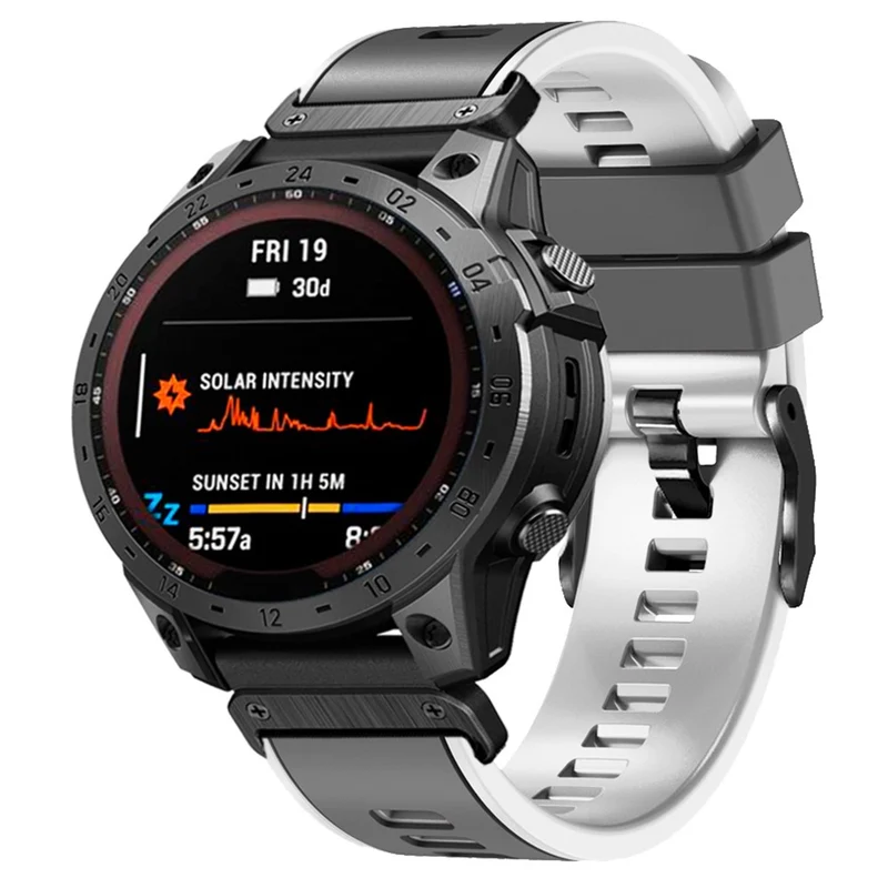 KALEBOL KLB-SSGJ-001 Garmin Fenix 7X / 7X Pro Silicone Watch Band 26mm Strap Dual Color - Orange+Black