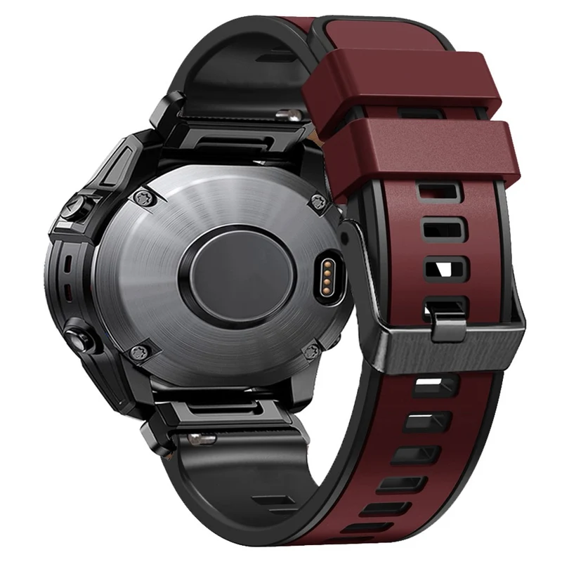 KALEBOL KLB-SSGJ-001 Garmin Fenix 7X / 7X Pro Silicone Watch Band 26mm Strap Dual Color - Orange+Black