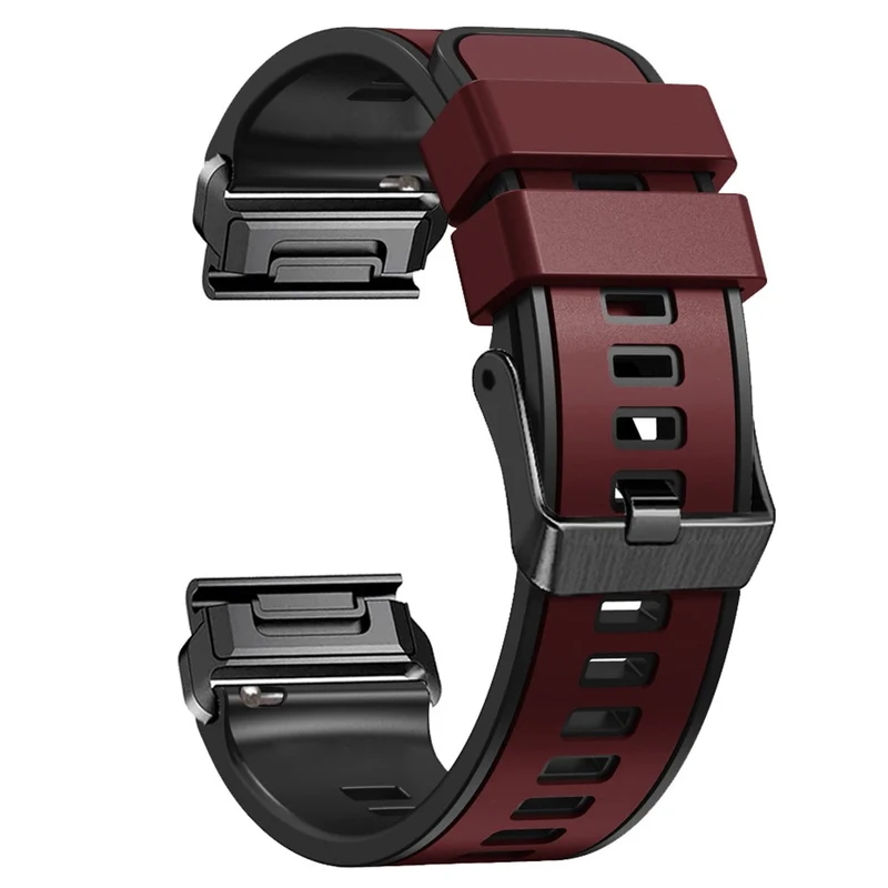 KALEBOL KLB-SSGJ-001 Garmin Fenix 7X / 7X Pro Silicone Watch Band 26mm Strap Dual Color - Orange+Black