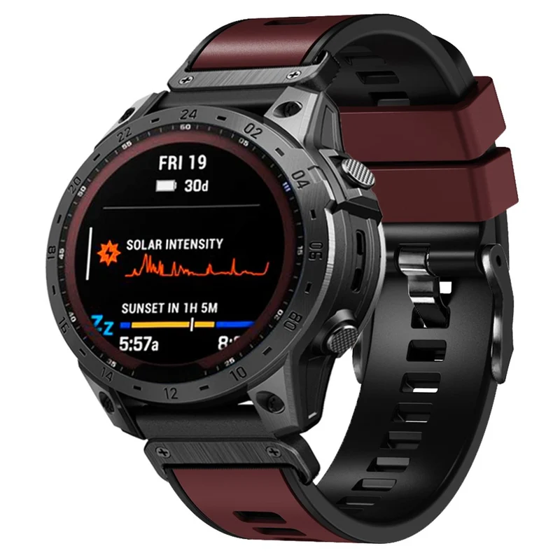 KALEBOL KLB-SSGJ-001 Garmin Fenix 7X / 7X Pro Silicone Watch Band 26mm Strap Dual Color - Orange+Black