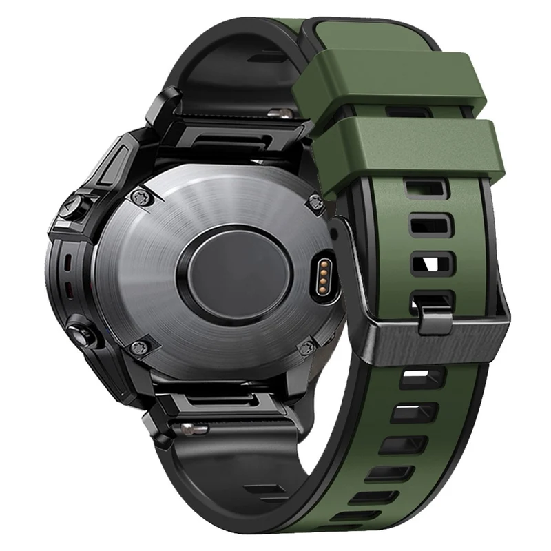 KALEBOL KLB-SSGJ-001 Garmin Fenix 7X / 7X Pro Silicone Watch Band 26mm Strap Dual Color - Orange+Black