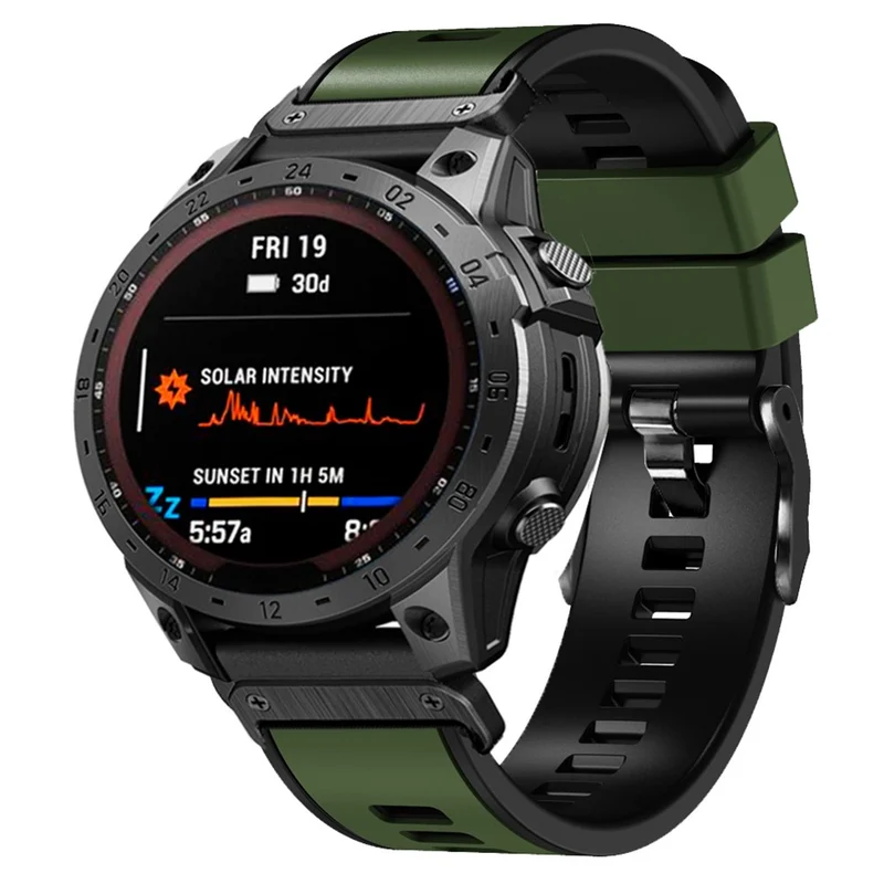 KALEBOL KLB-SSGJ-001 Garmin Fenix 7X / 7X Pro Silicone Watch Band 26mm Strap Dual Color - Orange+Black