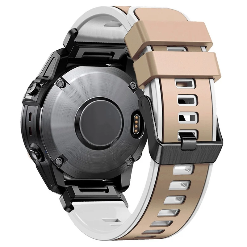 KALEBOL KLB-SSGJ-001 Garmin Fenix 7X / 7X Pro Silicone Watch Band 26mm Strap Dual Color - Orange+Black