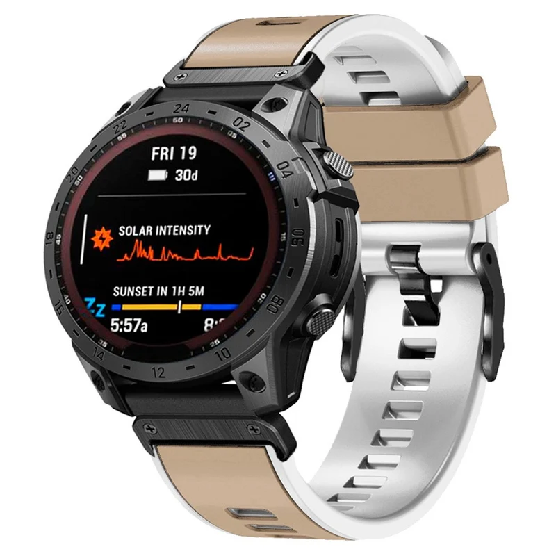 KALEBOL KLB-SSGJ-001 Garmin Fenix 7X / 7X Pro Silicone Watch Band 26mm Strap Dual Color - Orange+Black