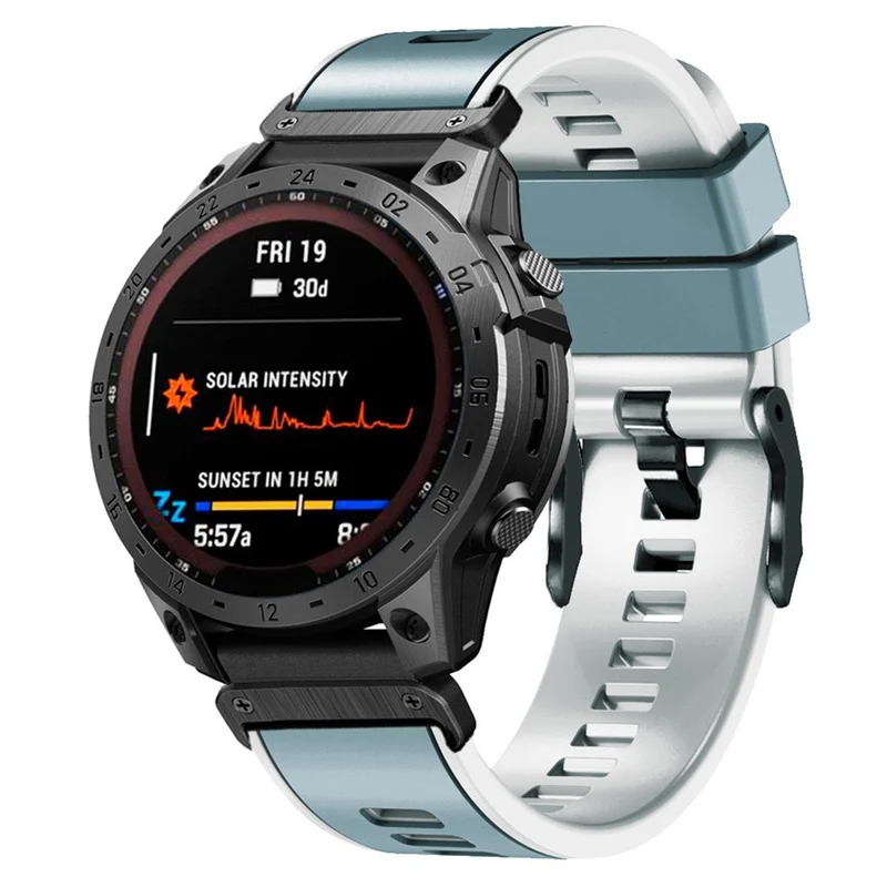 KALEBOL KLB-SSGJ-001 Garmin Fenix 7X / 7X Pro Silicone Watch Band 26mm Strap Dual Color - Orange+Black