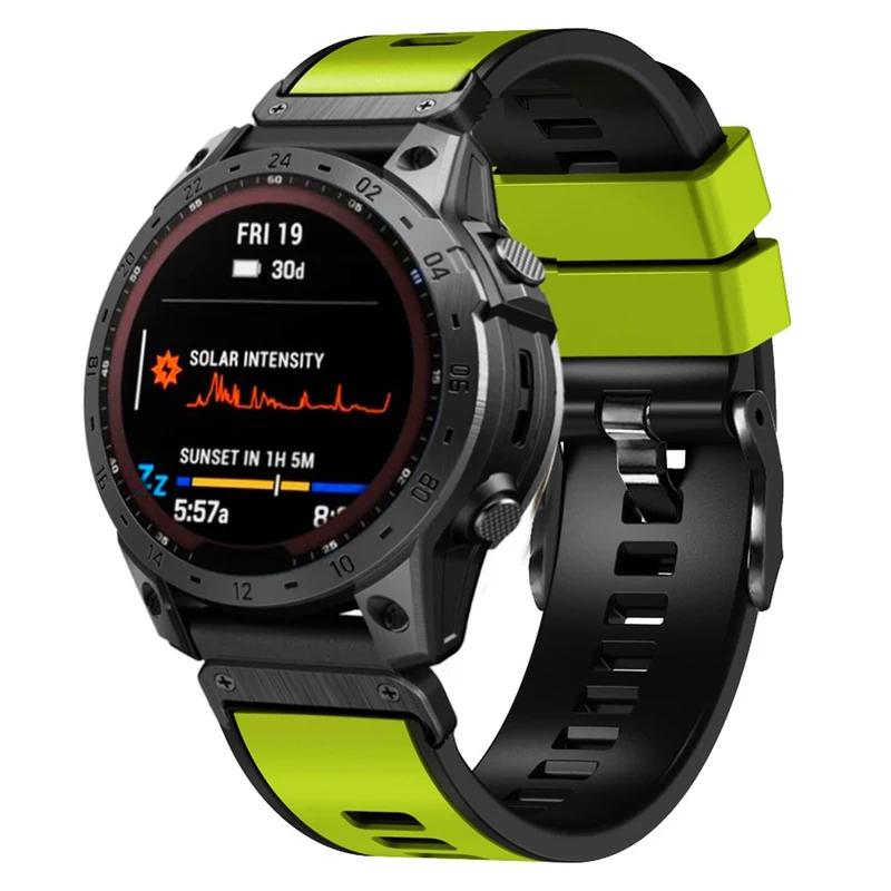 KALEBOL KLB-SSGJ-001 Garmin Fenix 7X / 7X Pro Silicone Watch Band 26mm Strap Dual Color - Orange+Black