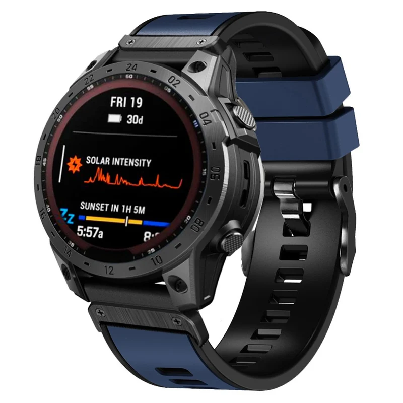 KALEBOL KLB-SSGJ-001 Garmin Fenix 7X / 7X Pro Silicone Watch Band 26mm Strap Dual Color - Orange+Black
