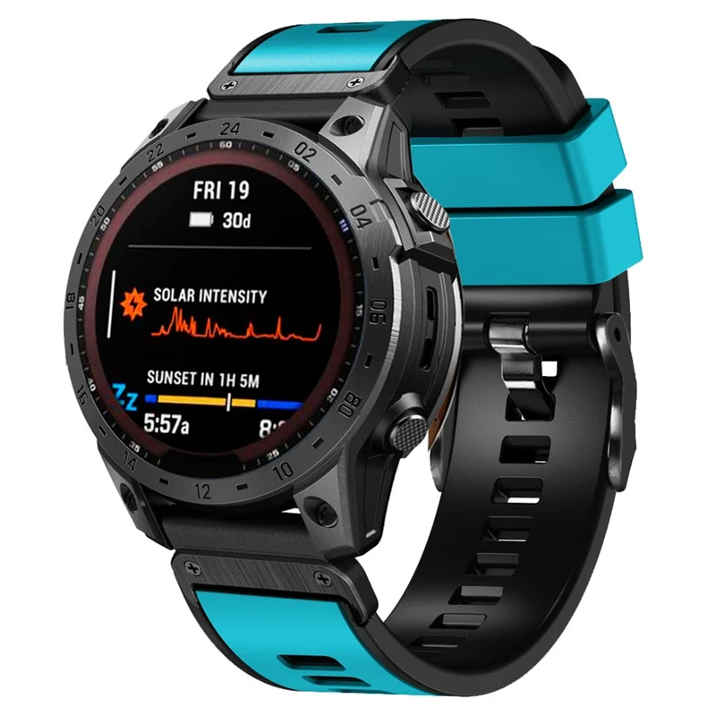 KALEBOL KLB-SSGJ-001 Garmin Fenix 7X / 7X Pro Silicone Watch Band 26mm Strap Dual Color - Orange+Black