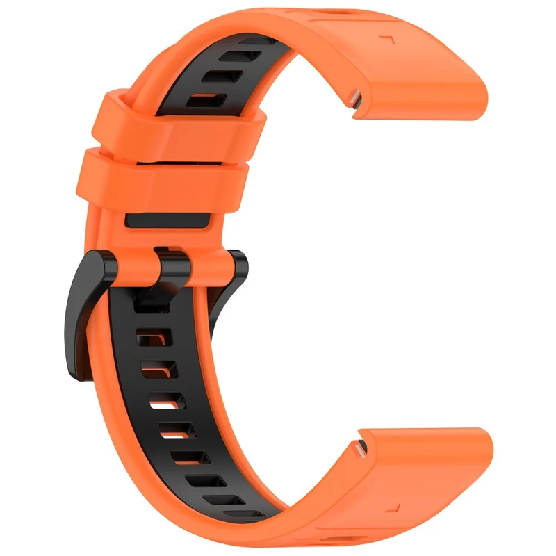 Garmin Fenix 7X / 7X Pro / 6X QuickFit 26mm Silicone Watch Strap Dual Color Wrist Band - Orange+Black