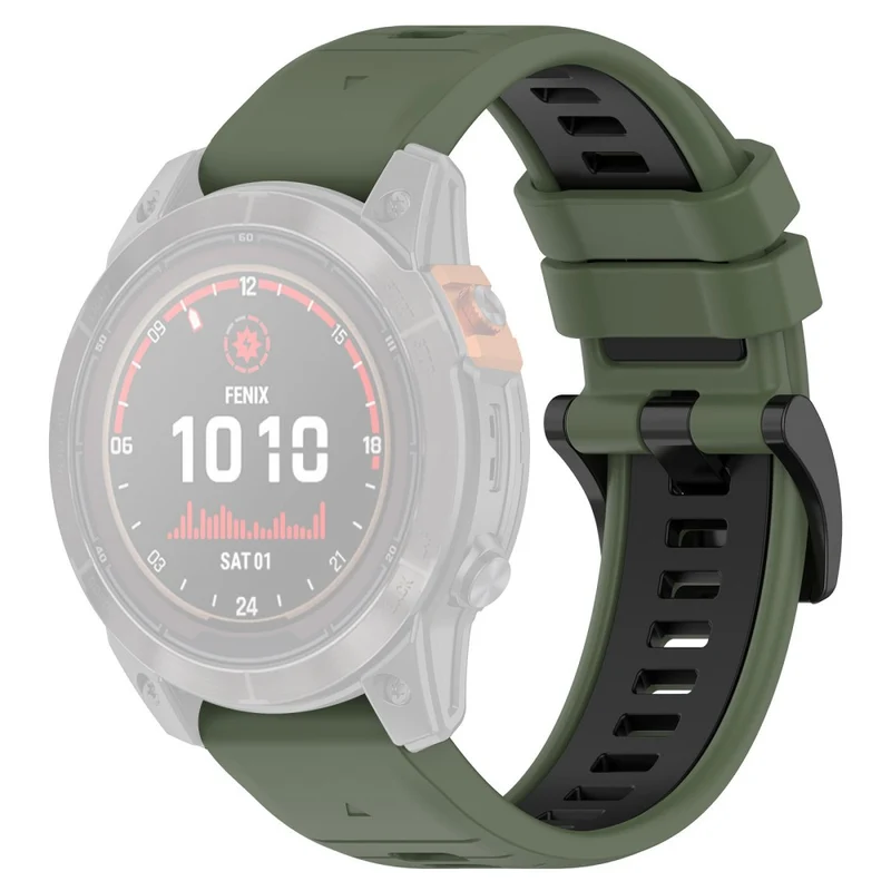 Garmin Fenix 7X / 7X Pro / 6X QuickFit 26mm Silicone Watch Strap Dual Color Wrist Band - Orange+Black