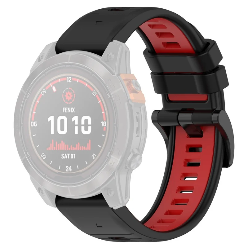 Garmin Fenix 7X / 7X Pro / 6X QuickFit 26mm Silicone Watch Strap Dual Color Wrist Band - Orange+Black