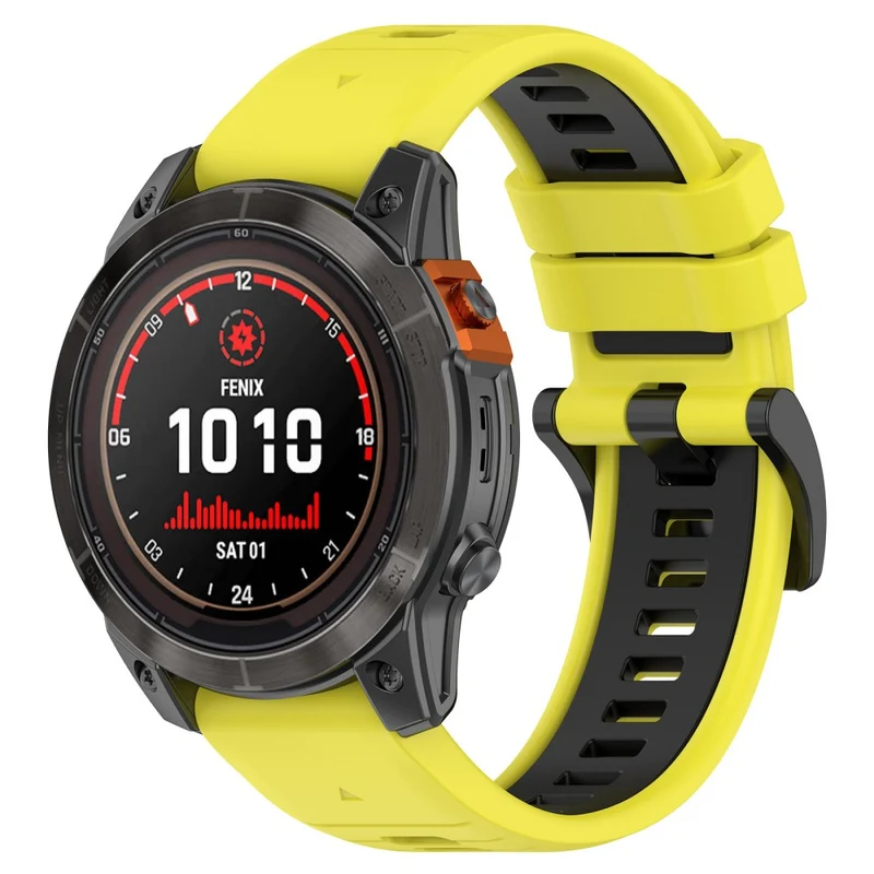 Garmin Fenix 7X / 7X Pro / 6X QuickFit 26mm Silicone Watch Strap Dual Color Wrist Band - Orange+Black