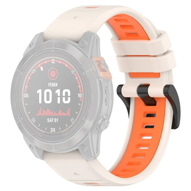 Garmin Fenix 7X / 7X Pro / 6X QuickFit 26mm Silicone Watch Strap Dual Color Wrist Band - Orange+Black