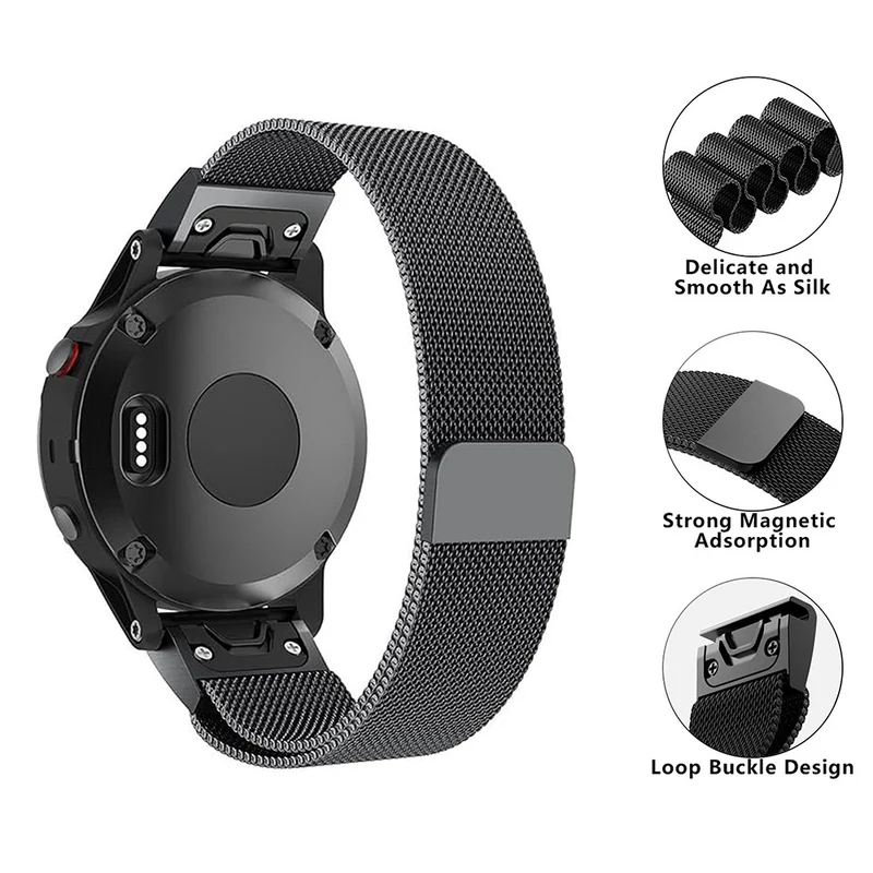 KALEBOL Series Garmin QuickFit 26mm Universal Watch Band Milanese Strap