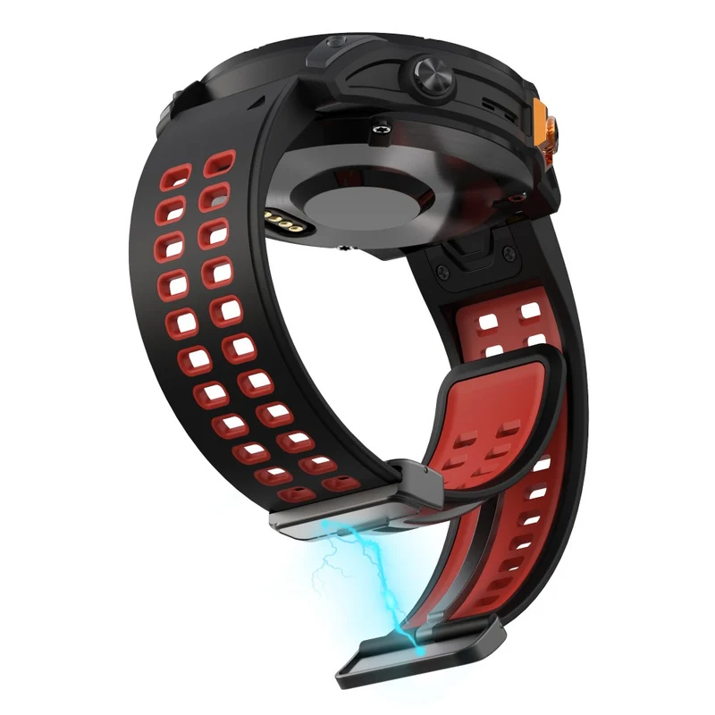 Garmin Fenix 7X Pro / Fenix 7X Magnetic Buckle Replacement Band 26mm Silicone Strap - Orange+Black