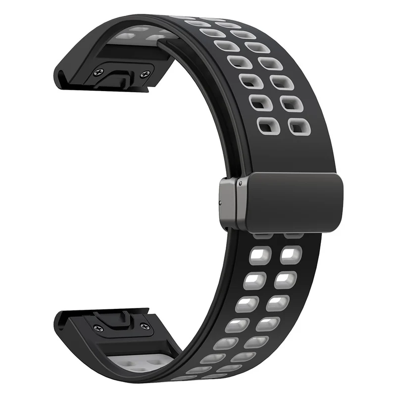 Garmin Fenix 7X Pro / Fenix 7X Magnetic Buckle Replacement Band 26mm Silicone Strap - Orange+Black