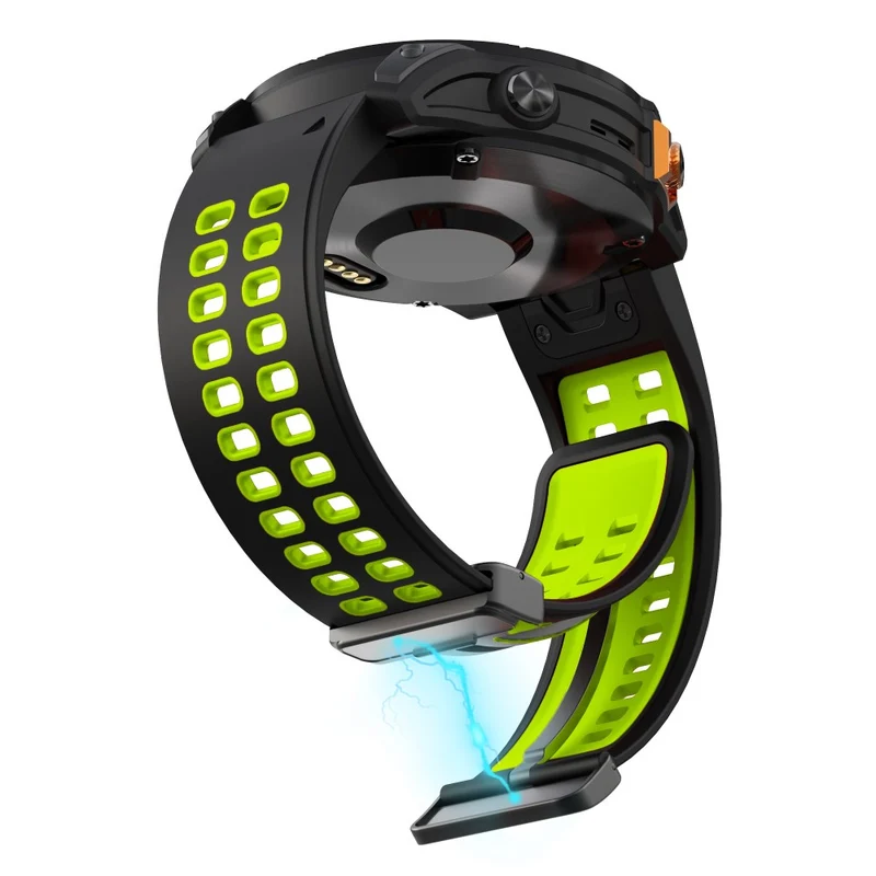 Garmin Fenix 7X Pro / Fenix 7X Magnetic Buckle Replacement Band 26mm Silicone Strap - Orange+Black
