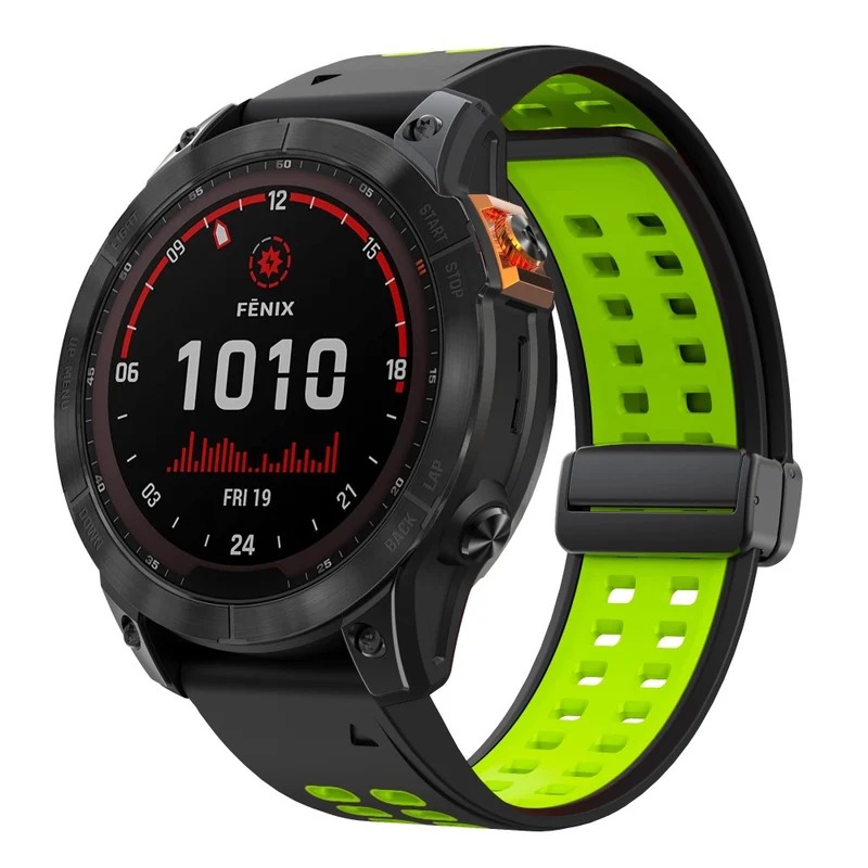 Garmin Fenix 7X Pro / Fenix 7X Magnetic Buckle Replacement Band 26mm Silicone Strap - Orange+Black