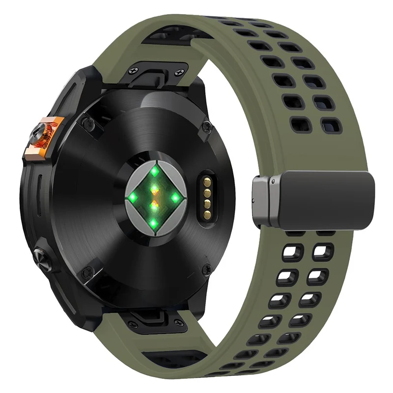 Garmin Fenix 7X Pro / Fenix 7X Magnetic Buckle Replacement Band 26mm Silicone Strap - Orange+Black
