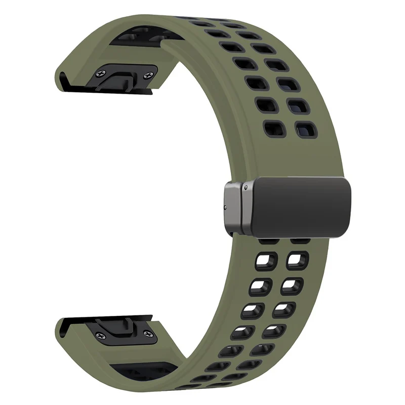 Garmin Fenix 7X Pro / Fenix 7X Magnetic Buckle Replacement Band 26mm Silicone Strap - Orange+Black