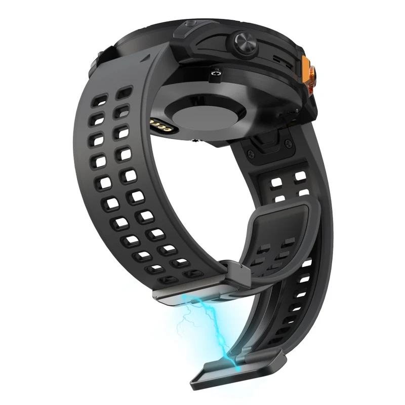 Garmin Fenix 7X Pro / Fenix 7X Magnetic Buckle Replacement Band 26mm Silicone Strap - Orange+Black