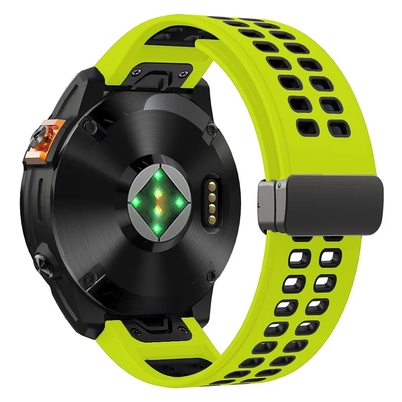 Garmin Fenix 7X Pro / Fenix 7X Magnetic Buckle Replacement Band 26mm Silicone Strap - Orange+Black