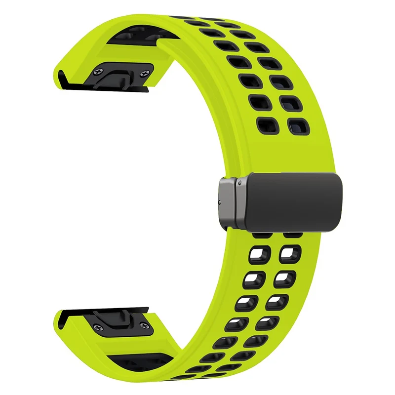 Garmin Fenix 7X Pro / Fenix 7X Magnetic Buckle Replacement Band 26mm Silicone Strap - Orange+Black