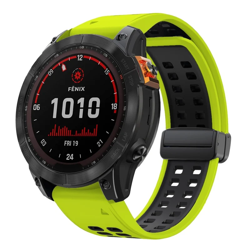 Garmin Fenix 7X Pro / Fenix 7X Magnetic Buckle Replacement Band 26mm Silicone Strap - Orange+Black