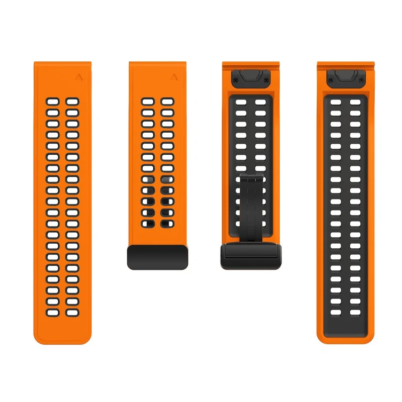 Garmin Fenix 7 Pro / Fenix 7 Replacement Band 22mm Silicone Strap with Magnetic Buckle - Orange+Black