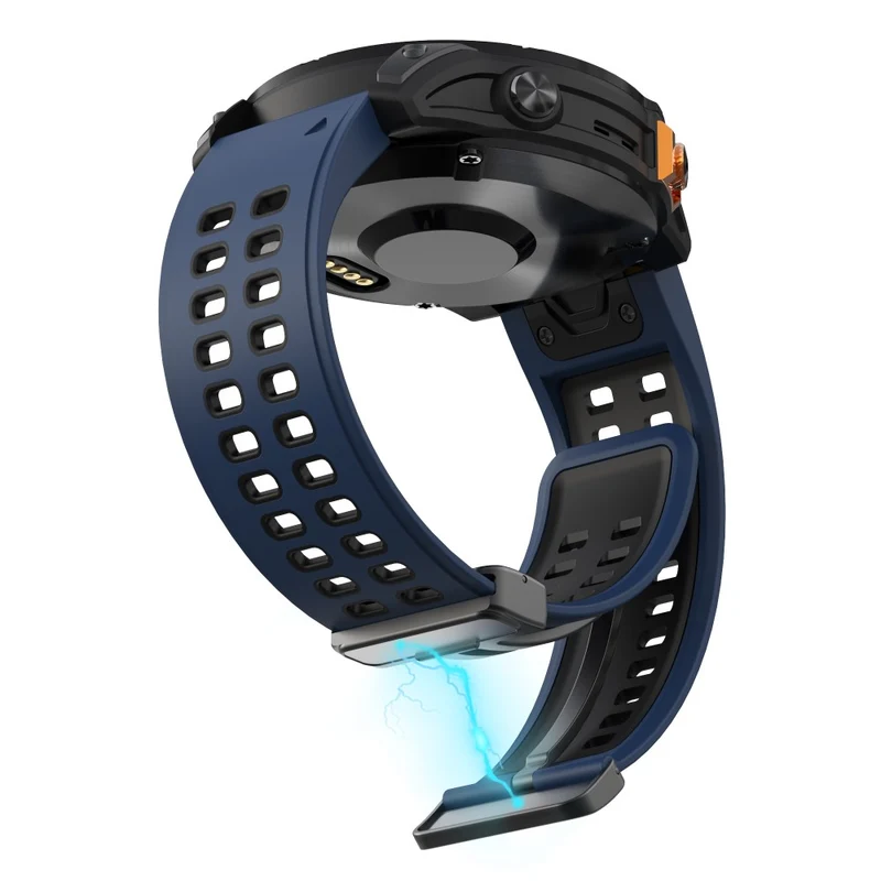 Garmin Fenix 7 Pro / Fenix 7 Replacement Band 22mm Silicone Strap with Magnetic Buckle - Orange+Black