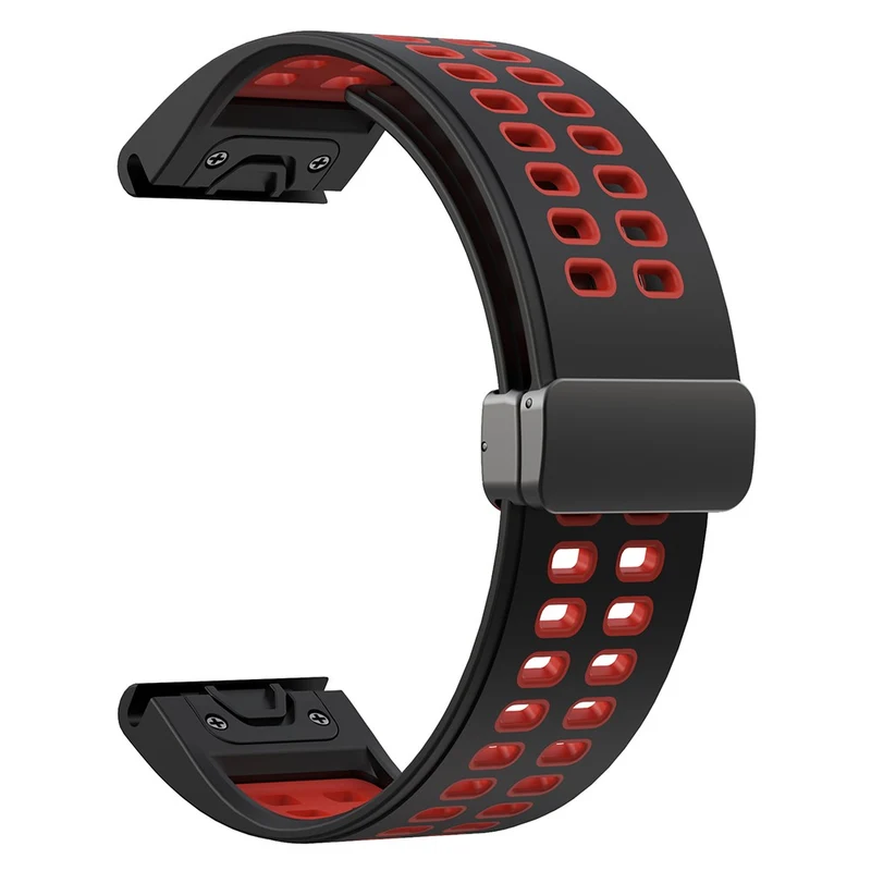 Garmin Fenix 7 Pro / Fenix 7 Replacement Band 22mm Silicone Strap with Magnetic Buckle - Orange+Black