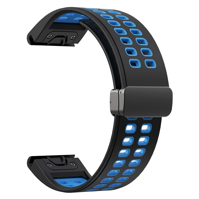 Garmin Fenix 7 Pro / Fenix 7 Replacement Band 22mm Silicone Strap with Magnetic Buckle - Orange+Black