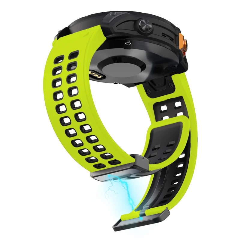 Garmin Fenix 7 Pro / Fenix 7 Replacement Band 22mm Silicone Strap with Magnetic Buckle - Orange+Black