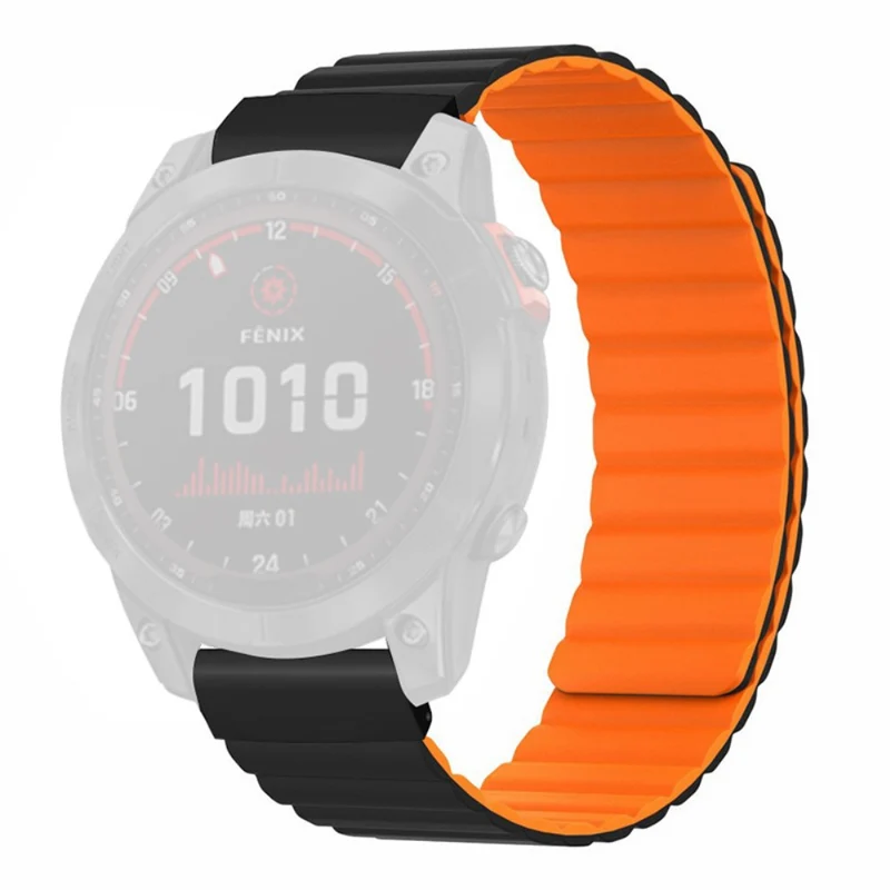 Garmin 26mm Quickfit Universal Flexible Watch Band Magnetic Strap Replacement with Bump Resistant Connector - Black+Yellow