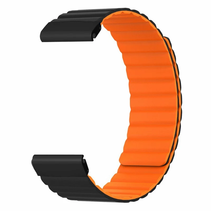 Garmin 26mm Quickfit Universal Flexible Watch Band Magnetic Strap Replacement with Bump Resistant Connector - Black+Yellow