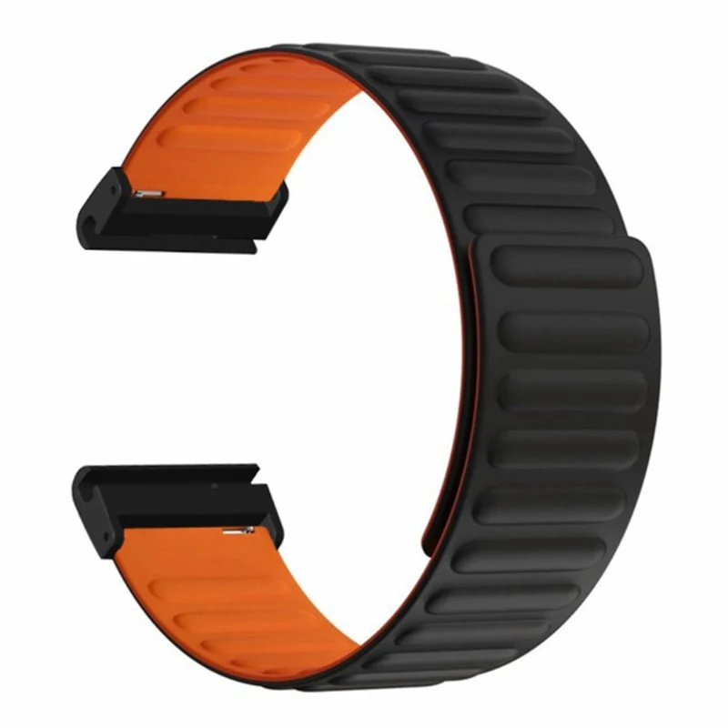Garmin 26mm Quickfit Universal Flexible Watch Band Magnetic Strap Replacement with Bump Resistant Connector - Black+Yellow