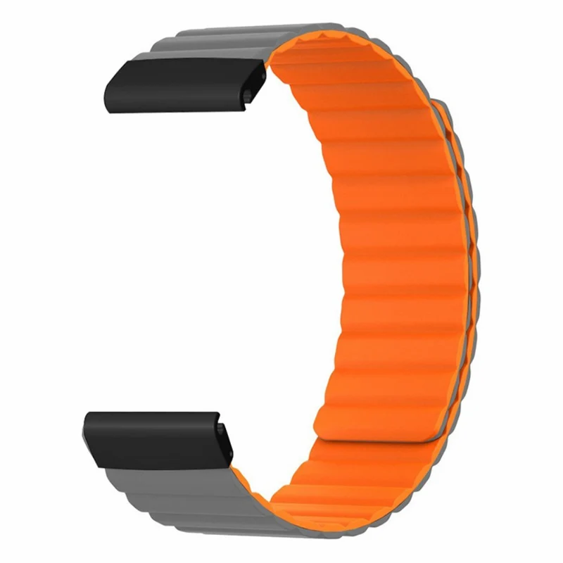 Garmin 26mm Quickfit Universal Flexible Watch Band Magnetic Strap Replacement with Bump Resistant Connector - Black+Yellow