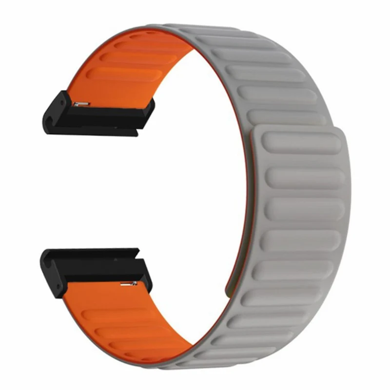 Garmin 26mm Quickfit Universal Flexible Watch Band Magnetic Strap Replacement with Bump Resistant Connector - Black+Yellow