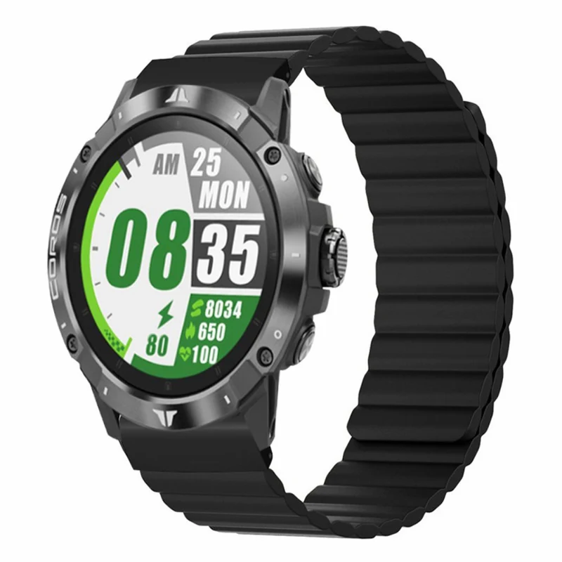 Garmin 26mm Quickfit Universal Flexible Watch Band Magnetic Strap Replacement with Bump Resistant Connector - Black+Yellow