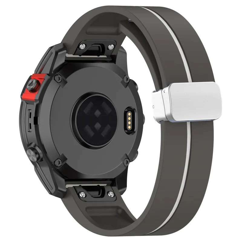 Garmin Fenix 7S / 6S Pro / 5S Plus / Instinct 2S Flexible Watch Bands Silver Buckle 20mm Dual Color Stripes Strap - Midnight Blue+White