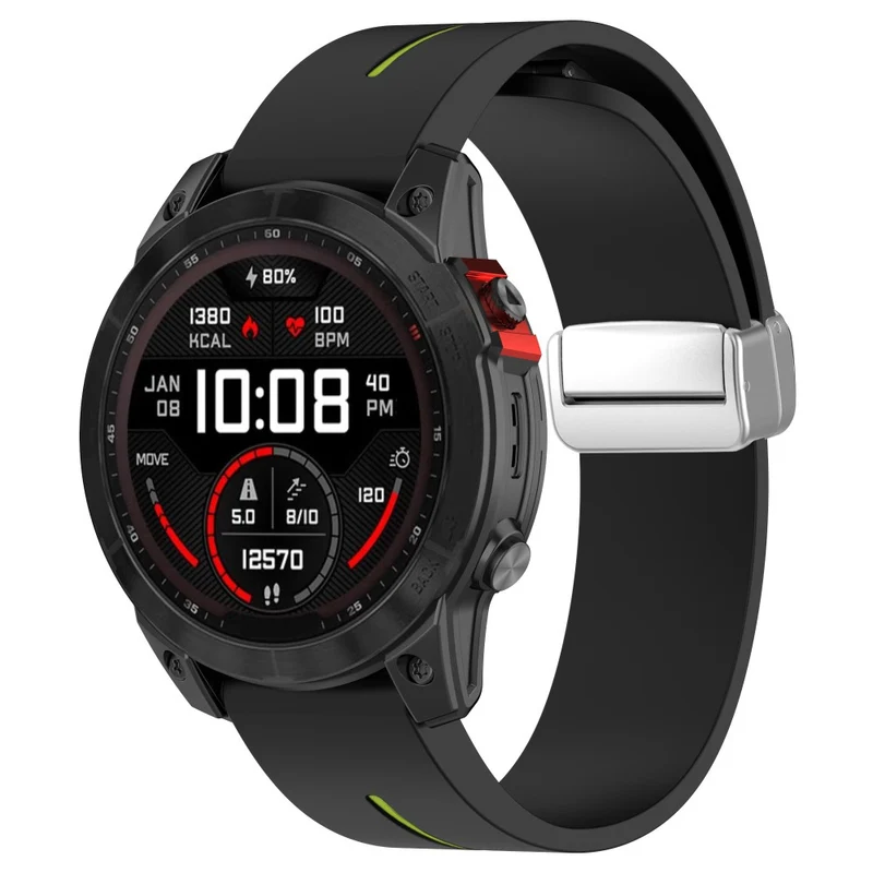 Garmin Fenix 7S / 6S Pro / 5S Plus / Instinct 2S Flexible Watch Bands Silver Buckle 20mm Dual Color Stripes Strap - Midnight Blue+White