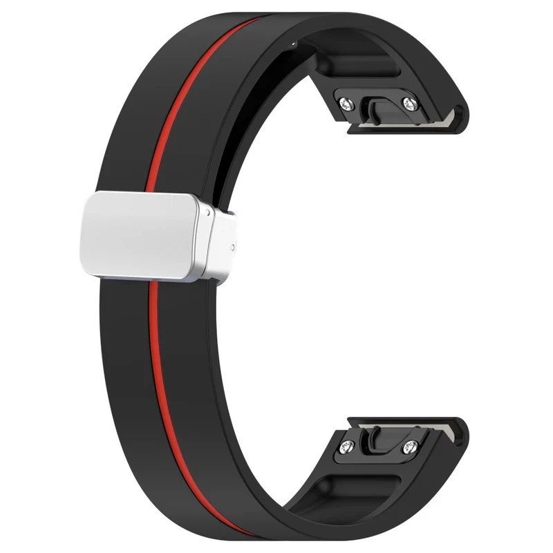 Garmin Fenix 7S / 6S Pro / 5S Plus / Instinct 2S Flexible Watch Bands Silver Buckle 20mm Dual Color Stripes Strap - Midnight Blue+White