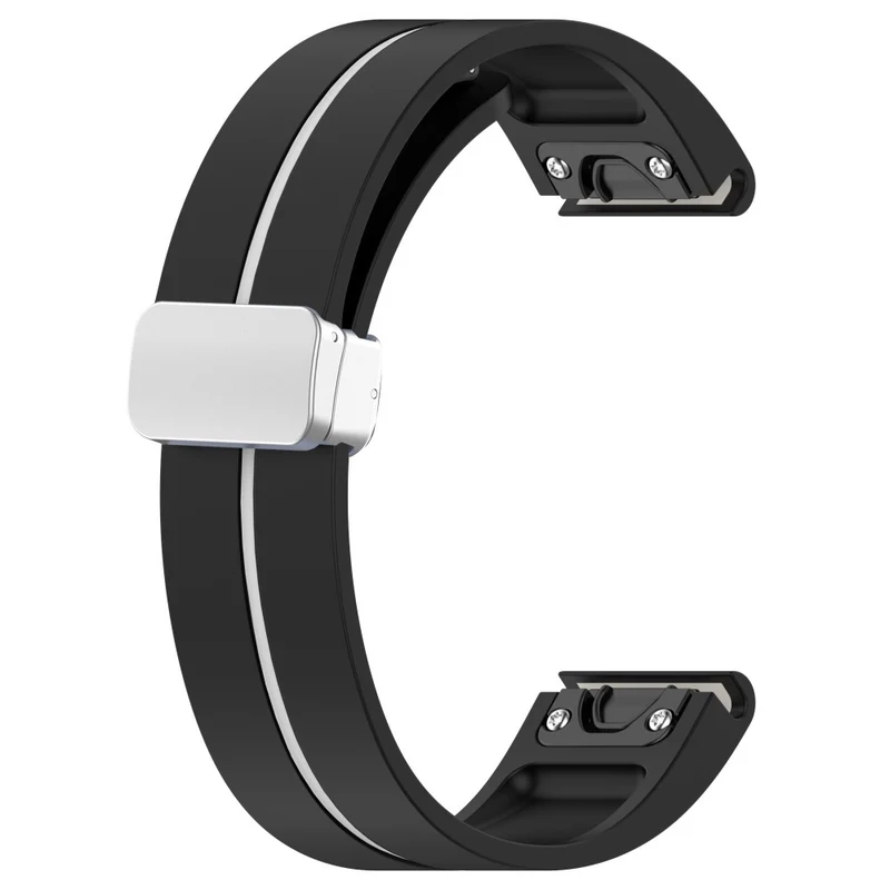 Garmin Fenix 7S / 6S Pro / 5S Plus / Instinct 2S Flexible Watch Bands Silver Buckle 20mm Dual Color Stripes Strap - Midnight Blue+White