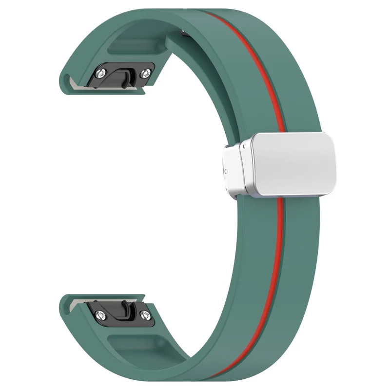Garmin Fenix 7S / 6S Pro / 5S Plus / Instinct 2S Flexible Watch Bands Silver Buckle 20mm Dual Color Stripes Strap - Midnight Blue+White