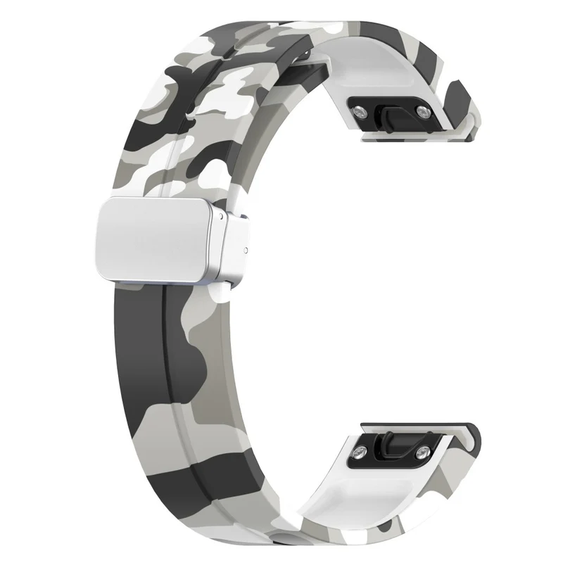 Garmin Fenix 7S / 6S Pro / 5S Plus / Instinct 2S Camouflage Watch Bands Silver Buckle 20mm Sports Strap - Camo White