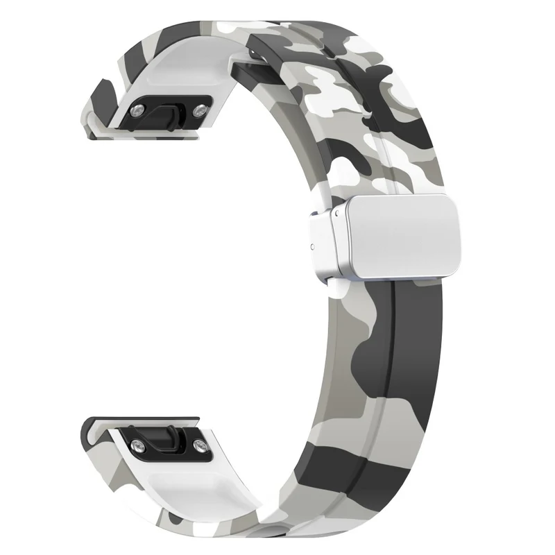 Garmin Fenix 7S / 6S Pro / 5S Plus / Instinct 2S Camouflage Watch Bands Silver Buckle 20mm Sports Strap - Camo White