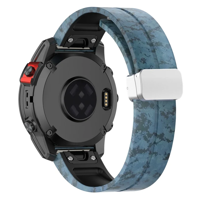 Garmin Fenix 7S / 6S Pro / 5S Plus / Instinct 2S Camouflage Watch Bands Silver Buckle 20mm Sports Strap - Camo White