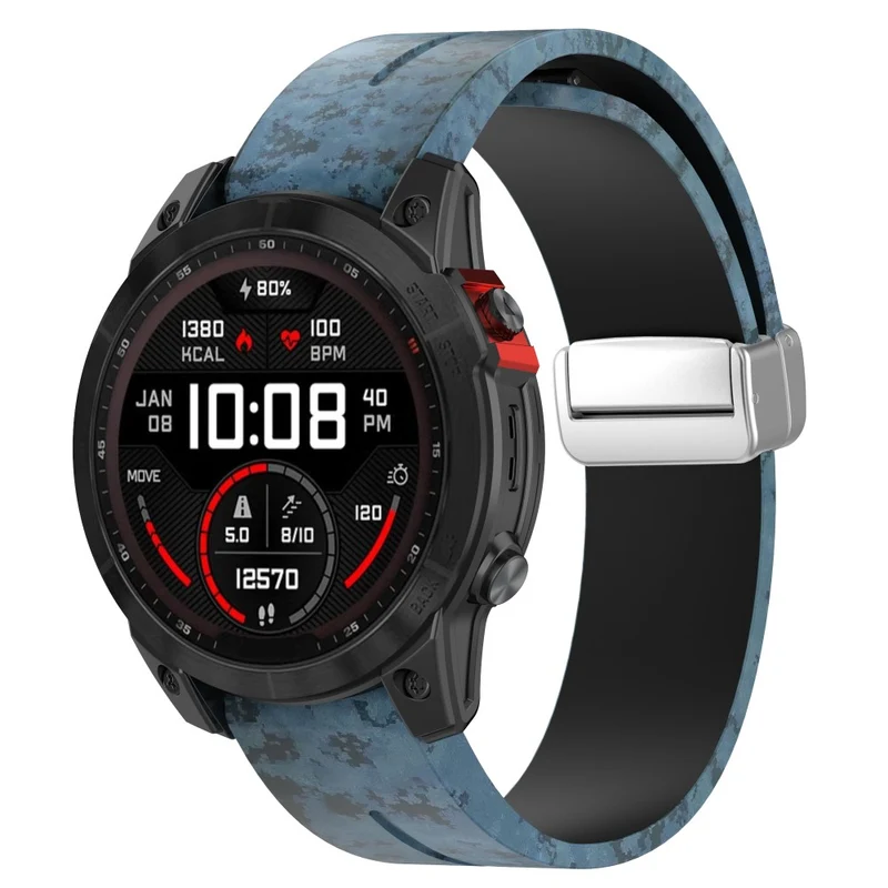 Garmin Fenix 7S / 6S Pro / 5S Plus / Instinct 2S Camouflage Watch Bands Silver Buckle 20mm Sports Strap - Camo White