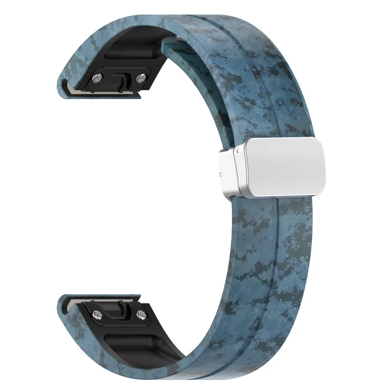 Garmin Fenix 7S / 6S Pro / 5S Plus / Instinct 2S Camouflage Watch Bands Silver Buckle 20mm Sports Strap - Camo White