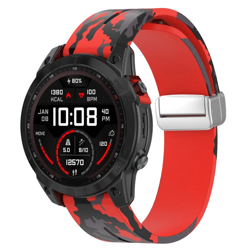 Garmin Fenix 7S / 6S Pro / 5S Plus / Instinct 2S Camouflage Watch Bands Silver Buckle 20mm Sports Strap - Camo White
